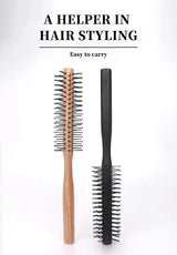 1pc Wood Handle Professional Salon Styling Drying Tool Round Hairdressing Curling Massage Roller Comb Special for real hair wigs