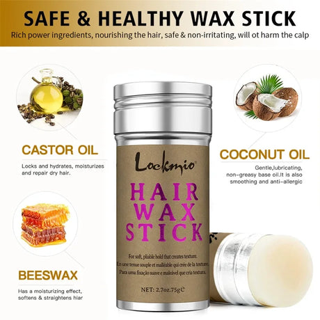 LOCKMIO Women Hair Wax Stick for Wigs Anti-frizz Flyaways Control Styling Wax Long-lasting Smooth Broken Back Hair Pomade Cream