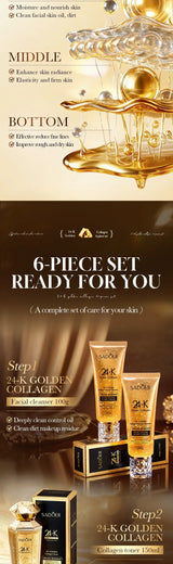 24K Gold Collagen Protein Skincare Set - Firming, Lifting Hydrating Face Kit for All Skin Types Skin Care