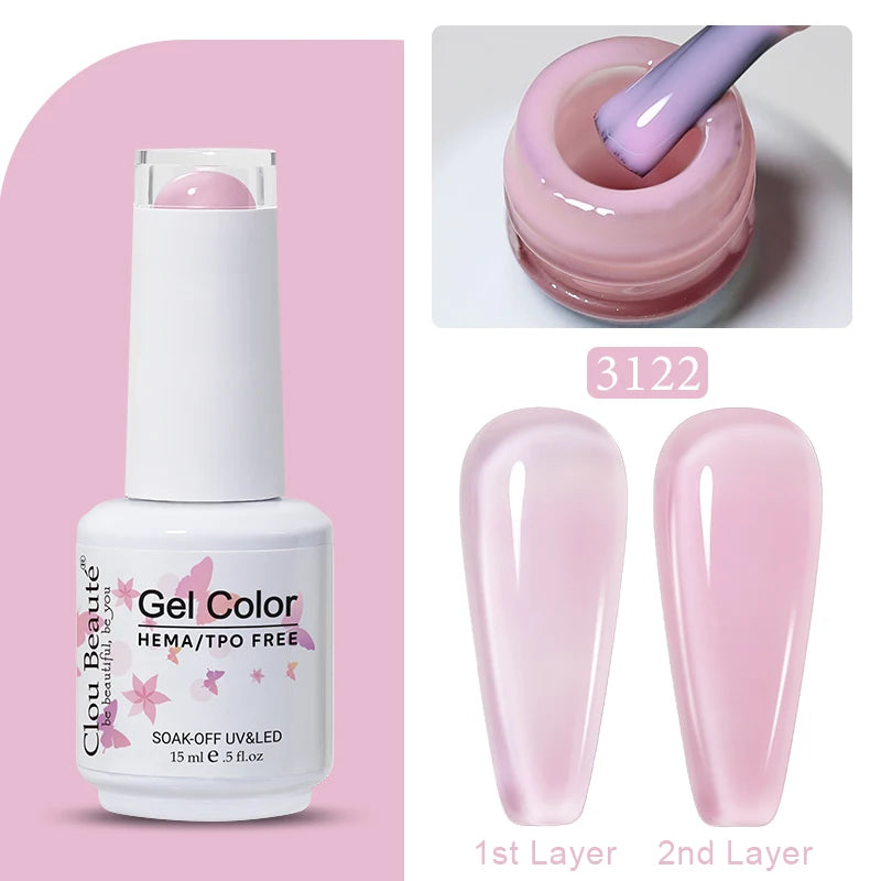 Clou Beaute Jelly Color UV Gel Manicure Summer Pink Nude Gel Nail Rainbow Nail Supplies For Professionals Semi-permanent Varnish