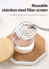 Nail Brush Cleaner Cup Wash Pen Brush Cup with Stainless Steel Mesh Base Nail Drill Bits Cleaning Container Crystal Glass Cup