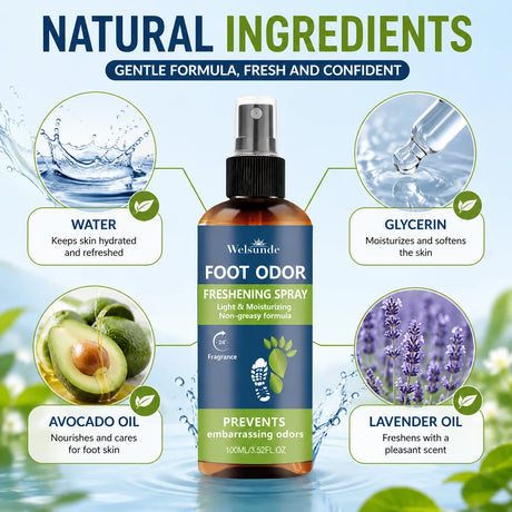 Instant Freshness Spray,FOOT ODOR CONTROL SPRAY, a Natural Plant-Based Formula, Quickly Deodorizes Lasts Long, Refreshing The Feet, Absorb a Large Amount of Sweat, Shoe And Foot Odor, Shoe Odor Remover, Feet Care Products, Sh