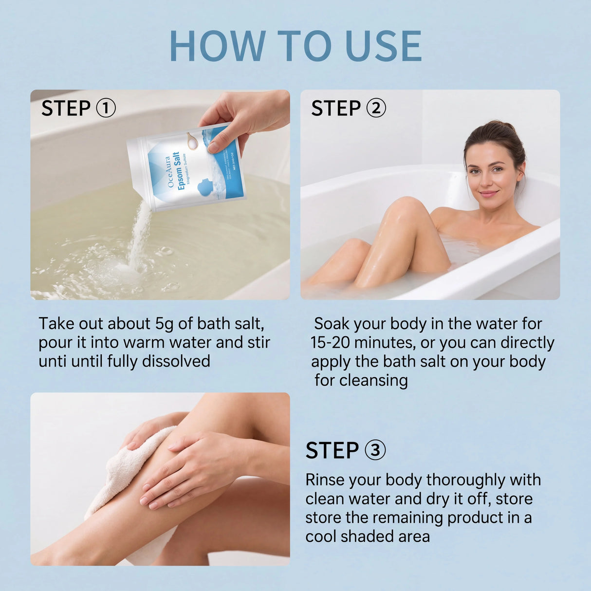 Pure Epsom Salt Magnesium Sulfate for Foot Hand Full Body Bath Soothing Relaxing Moisturizing Bath Salt Skincare