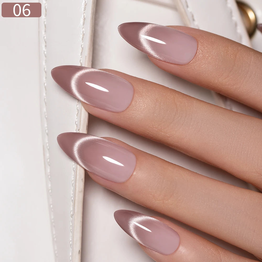PUENTE 7.5ML Nude Shade Moonlight Cat Magnetic Gel Nail Polish Ultra-Bright Cat Eye Soak Off UV Semi-Permanent Varnish Manicure