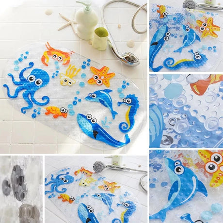 1pc Cartoon Non-slip Bath Mat with Suction Cups 38x69cm Shower Mats for Bathroom Kid's Bathtub Carpet Bath Mat Bathroom Rug