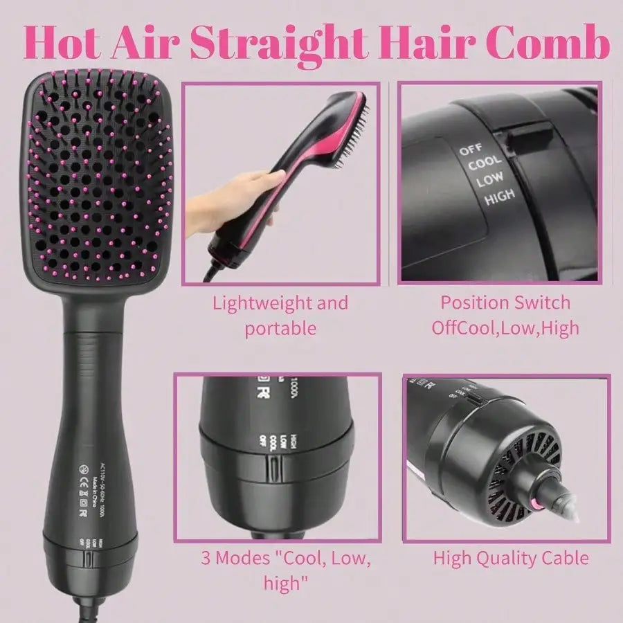 Hair Dryer Brush Blow Dryer Brush In One, 3 In 1 One Step Hair Dryer And Styler, Negative Ion Hair Straightener Hot Air Styling Tool For Straightening Drying Smoothing