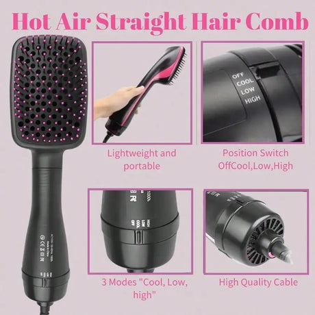 Hair Dryer Brush Blow Dryer Brush In One, 3 In 1 One Step Hair Dryer And Styler, Negative Ion Hair Straightener Hot Air Styling Tool For Straightening Drying Smoothing