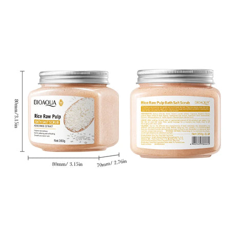 BIOAOUA Rice Pulp Bath Salt Scrub Gentle Exfoliating Body Scrub for Soft Smooth Skin Exfoliator Moisturize and Nourish