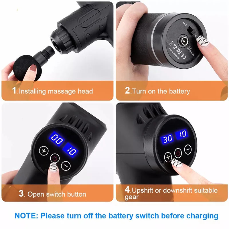 Massager Body Neck Back Deep Tissue Muscle Relaxation Pain Relief Fitness Fascial Massage Gun Electric Percussion Pistol