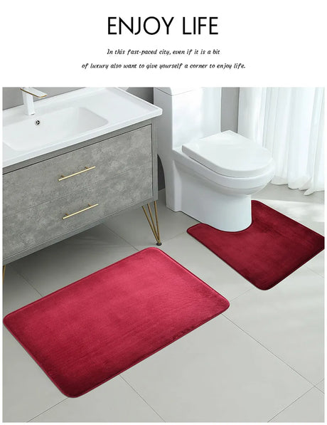 Three Piece Toilet, Bath Floor Mat, Shower Mat, Bath Absorbent Mat, Non Slip Carpet, Soft and Comfortable, Laundry Room.