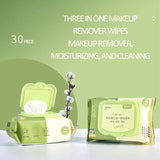 Olive plant extract makeup remover wet wipes with sufficient water for cleaning and moisturizing, 30 puffs