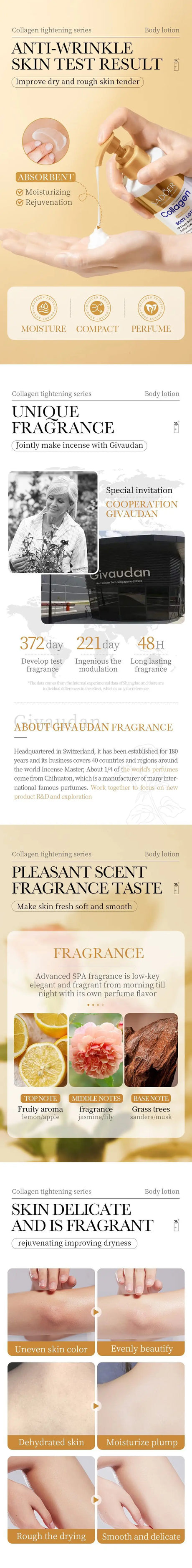 Collagen Milk Bleaching Face Body Cream Whitening Skin Moisturizing Lotion Lightening Care