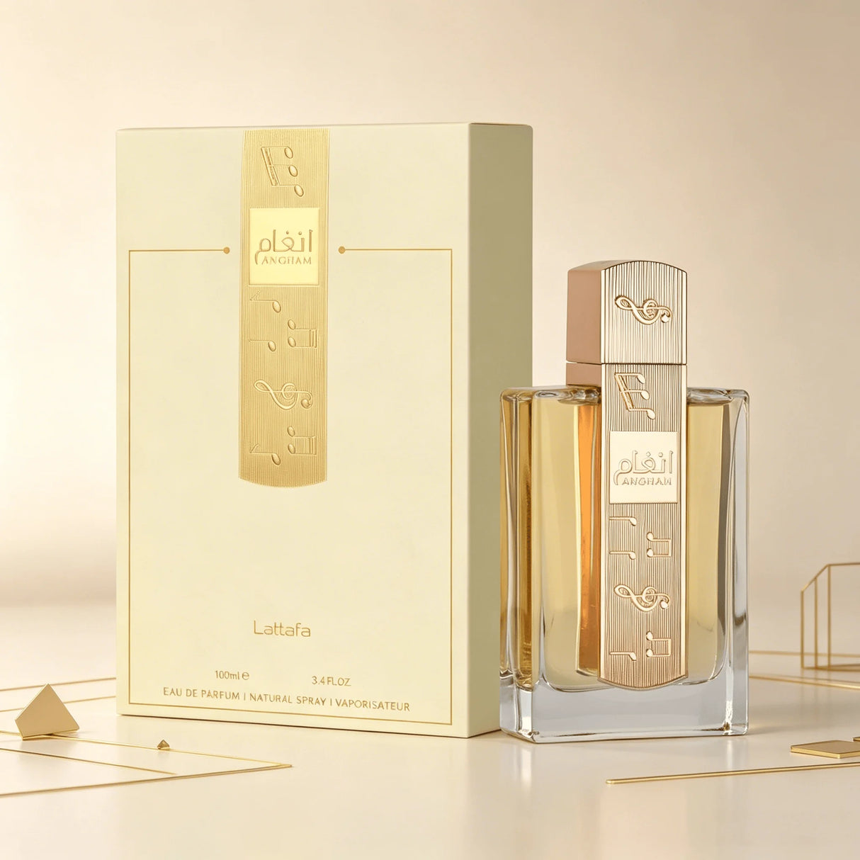 YARA LATTAFA Angham Eau De Parfum 100ML With Original Gift Box Long Lasting Warm Soft Floral Woody Fragrance Unisex Perfume Clear Square Bottle Gold Musical Note Cap Elegant Scent Wedding Holiday Gift for Men Women