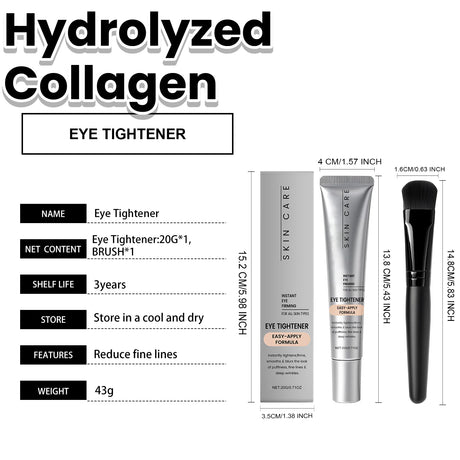 Instant Eye Care Cream With Brush Lasting Moisturizing Firming Smoothing Fine Lines Anti-Aging Eye Bag Removal Skin Care