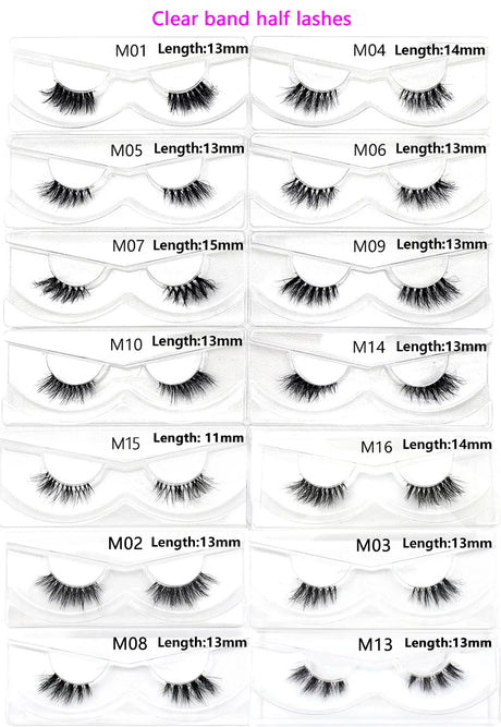Half Lashes Mink Eyelashes Fluffy Soft False Eyelashes Wispy Cross Mink Eye Lashes Natural Short Mink Eyelash Extension Makeup