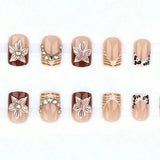 Y2K Cool Girl 3D Embossed Leopard French Press On Nails 24Pcs European Style Self Adhesive Reusable False Nails Daily Party Beauty Accessory