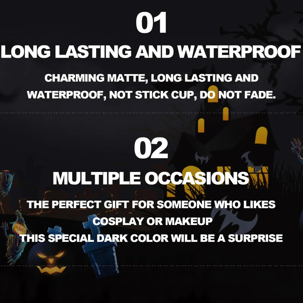 Matte Vampire Black Purple Lipstick Waterproof Long Lasting Lip Gloss Halloween Christmas Moisturizing Pigmented Lip Makeup