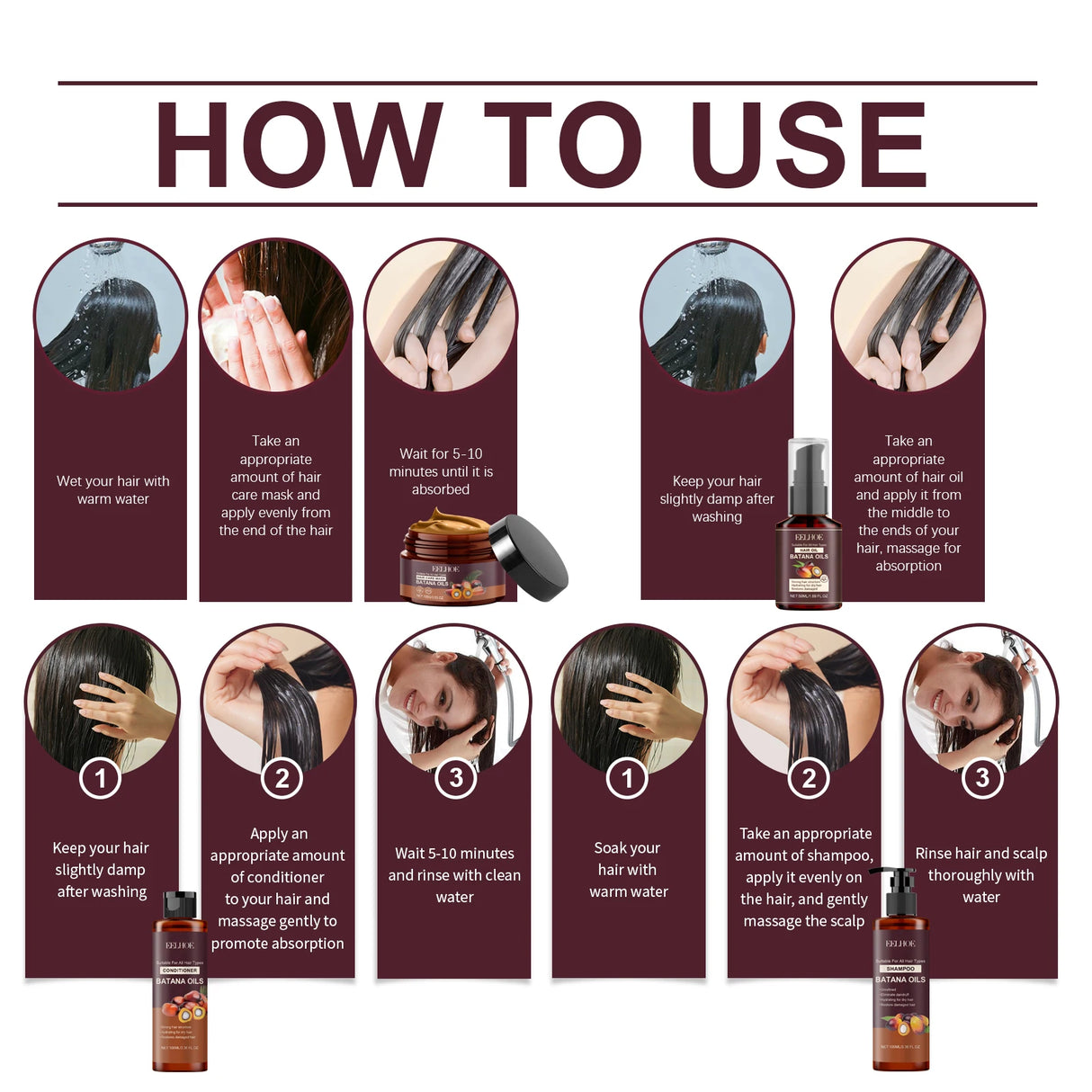 Batana Oil Shampoo Conditioner Cleaning Scalp Oil Control Anti Dandruff Smoothing Prevent Dryness Hair Care Set for Men Women