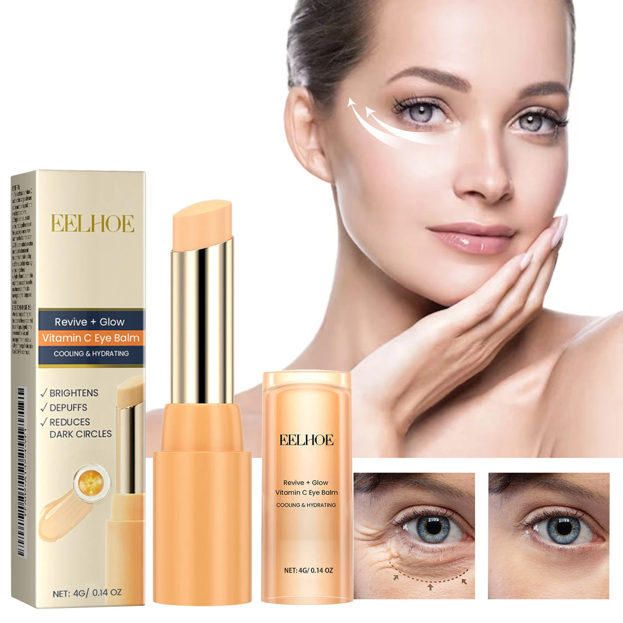 Vitamin C Eye Cream Nourishing Remove Dark Circles Fade Fine Lines Enhance Skin Elasticity Glowing Eye Skin Cream