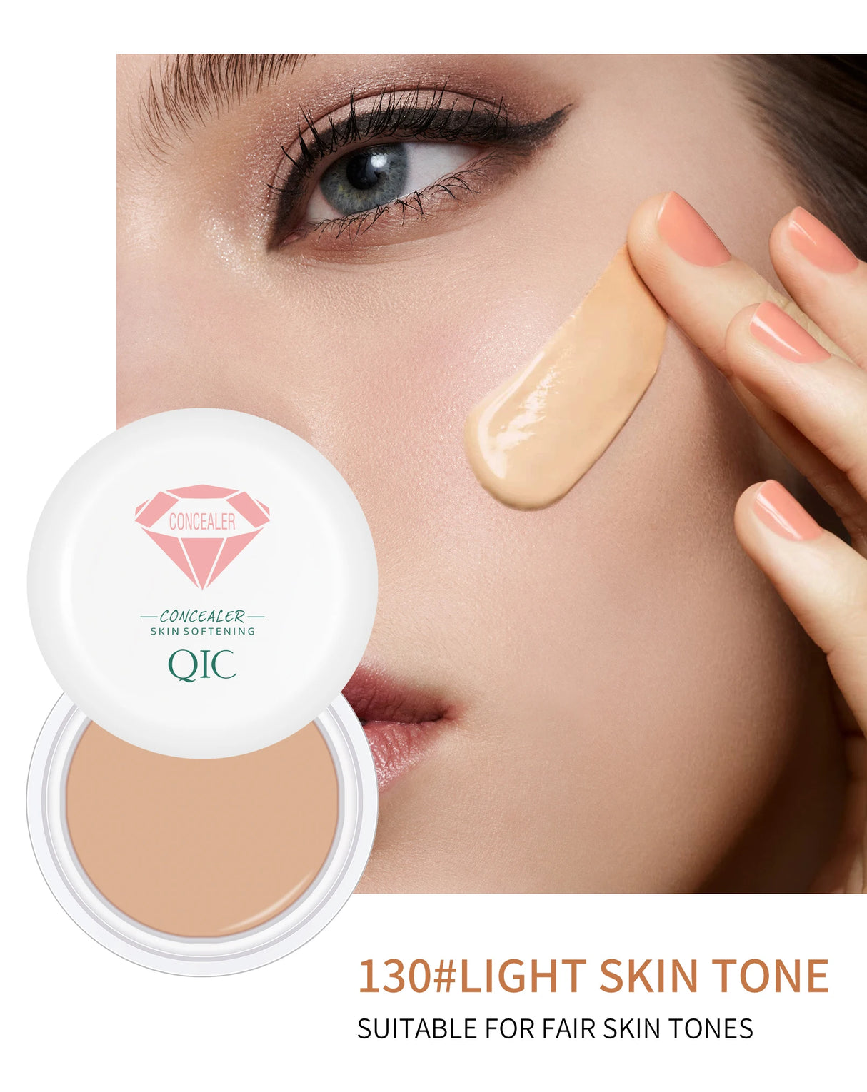 QIC Waterproof & Sweatproof Concealer Cream - Tattoo coverage, Long-Lasting Foundation, Natural,Full coverage, All Skin Types