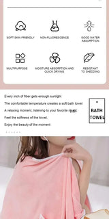 Women's Bath Towel Wearable 140x85cm - Quick Dry Spa&Beach Wrap with Anti-Slip Design for Shower Gym Yoga Fast-drying Convenient