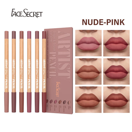 Face Secret Artist Shape Sculpt Lip Liner Pencil Set, Weightless Precise Liner with Super Soft Blendable Texture Matte Soft