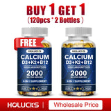 Calcium + D3 + K2 + B12 Capsules, Strength Bone & Teeth, Muscle Health, Replenish Joints, Support Immune Function