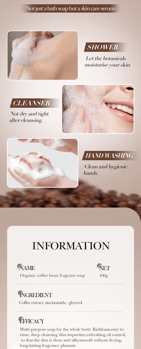 100g Coffee Handmade Soap Cleansing The Body Hand Wash Soap   Essential Oil Moisturizing Product Body Care Dry Skin Prevent Dry