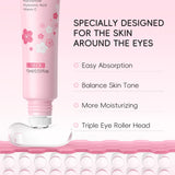 LAIKOU Sakura Roller Eye Serum 15ml Moisturizing Eye Care Reduce Dark Circles Puffiness Fine Lines Anti Aging Brightening Eye