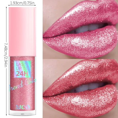 18 Colors Diamonds Glitter Lip Gloss Long Lasting Waterproof Liquid Lipstick Pearl Shining Lip Color Sparking Lip Makeup Women
