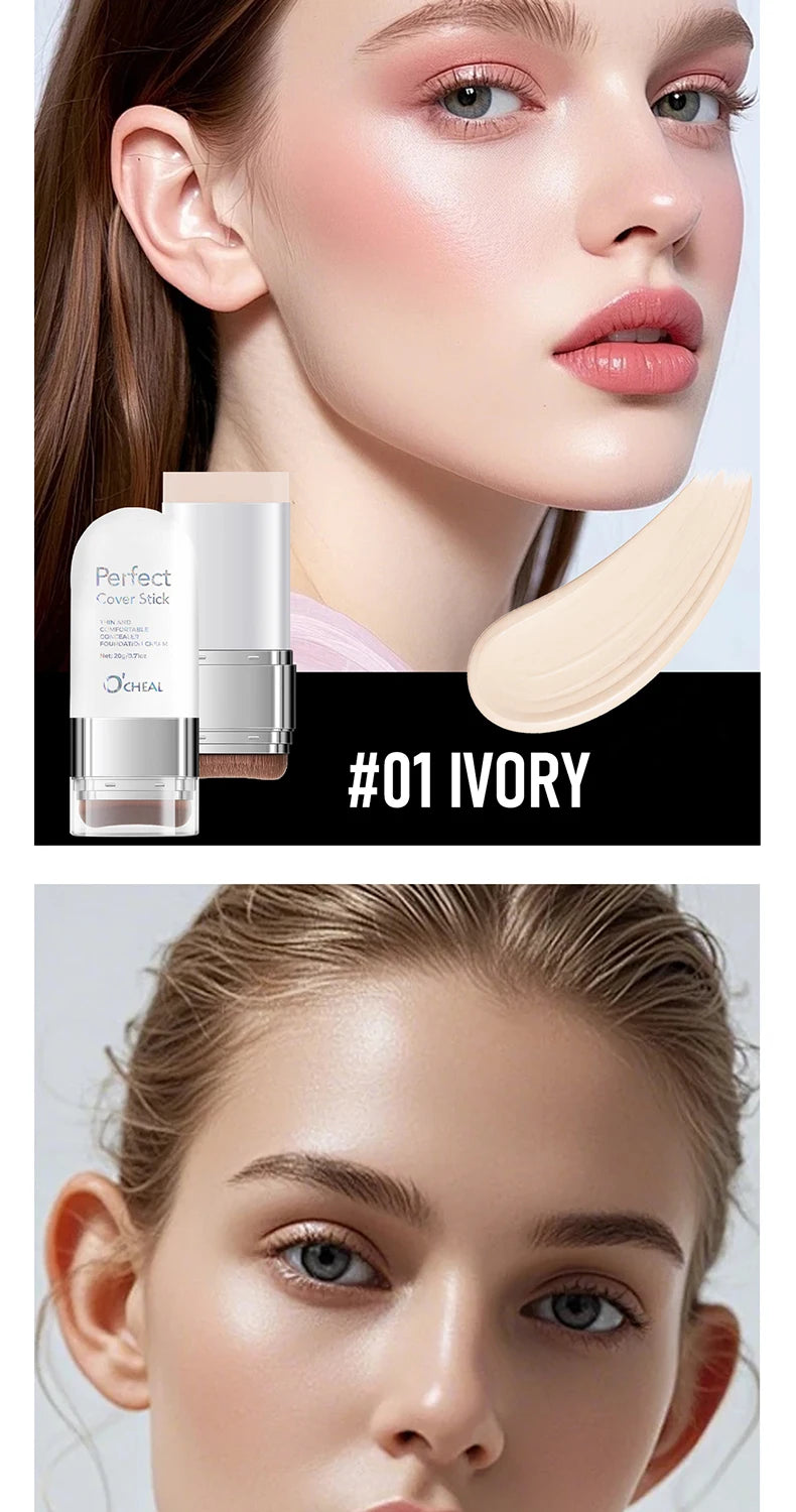 O'CHEAL Perfect Cover Stick Thin And Comfortable Concealer Foundation Cream Stick Instant Natural Waterproof Long-lasting Makeup