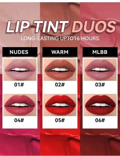 6 Colors of Long-Lasting Velvet Liquid Lipstick with Matte Texture Waterproof Non-Stick Cup Professional Lip Makeup Products