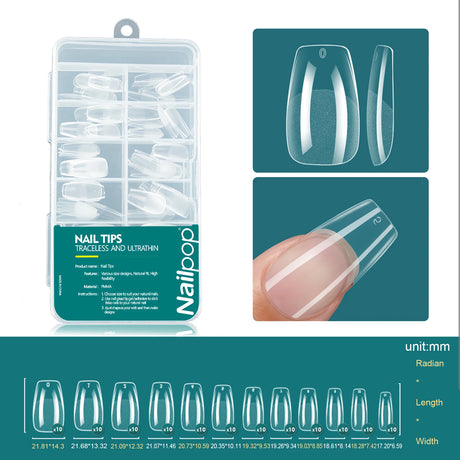 Nailpop 120pcs/box Gel X Nail Tips Medium Short Shape Almond/Square/Soft Gel Nail Tips False Nails Soak Off Easy Nail Extensions
