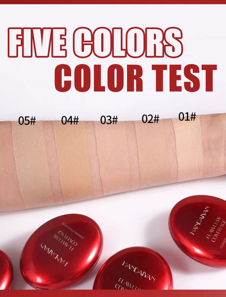 Long Wear Air Cushion Foundation Natural Finish Whitening Concealer Oil Free Makeup Base for Women Lightweight Cover