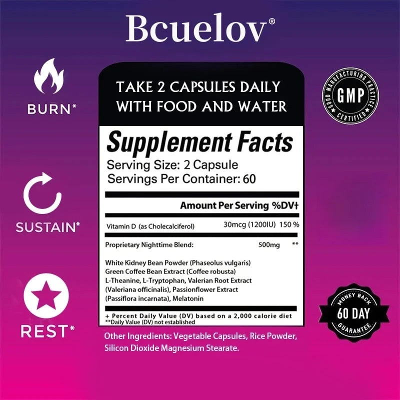 Best Nighttime Fat Burner - Thermogenic Fat Burner, Natural Appetite Suppressant and Metabolism Booster, Immune Health