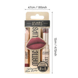 2-in-1 Lip Makeup Set, Matte Lipstick & Lip Liner Pencil, Nude Brown, Waterproof Long Lasting Tinted Lip Balm Contour Kit