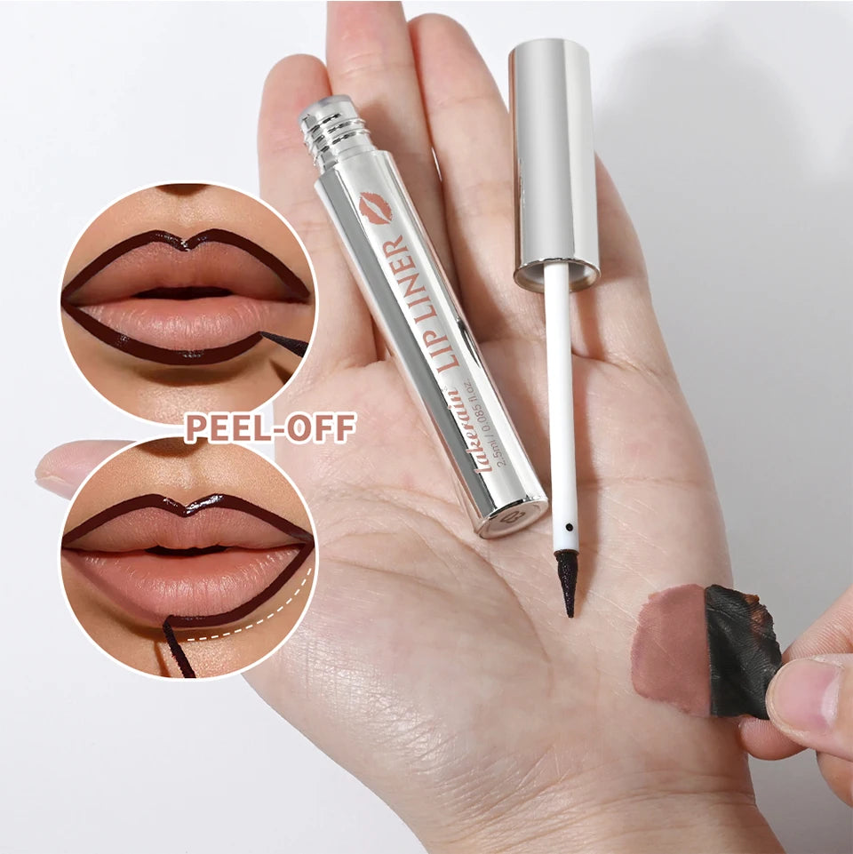 Lip Liner With Peel Off Lip Stain Tattoo Long Lasting Waterproof Transfer Proof Smudge Proof Matte Finish Lip Cosmetic Pencil