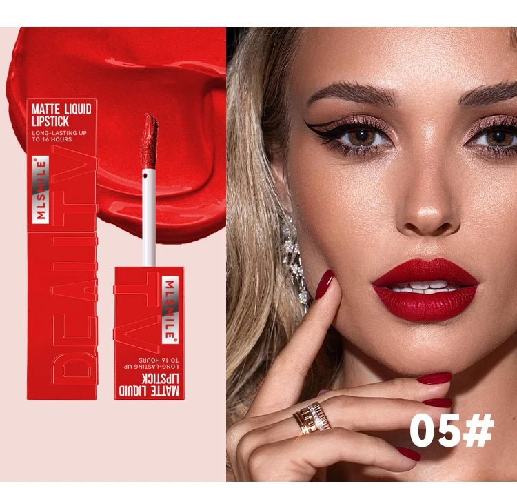 6 Colors of Long-Lasting Velvet Liquid Lipstick with Matte Texture Waterproof Non-Stick Cup Professional Lip Makeup Products