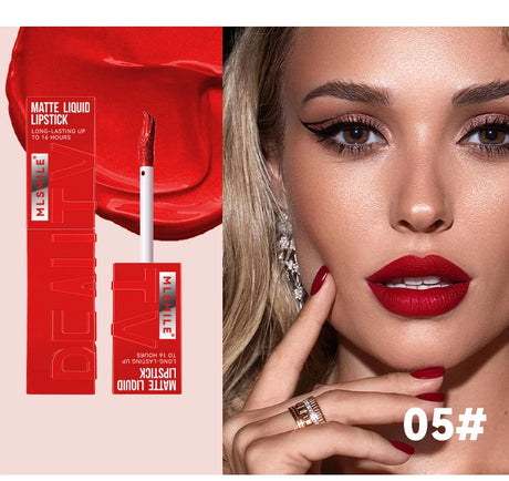 6 Colors of Long-Lasting Velvet Liquid Lipstick with Matte Texture Waterproof Non-Stick Cup Professional Lip Makeup Products