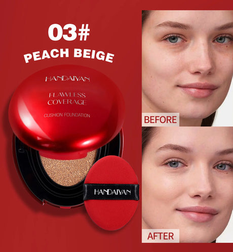Long Wear Air Cushion Foundation Natural Finish Whitening Concealer Oil Free Makeup Base for Women Lightweight Cover