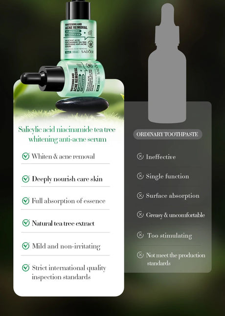 SADOER Salicylic Acid Nicotinamide Whitening Face Serum Acne Removing Moisturizing Anti Wrinkles Facial Essence Skin Care
