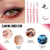 GEMERRY Eyelash Pink Strawberry Stainless Steel Superhard Tweezers For Lash Extension High Precision Anti-Static Makeup Tweezer