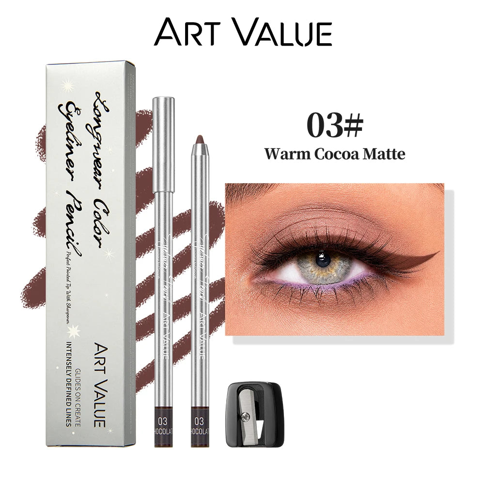ART VALUE Creamy Texture Matte Eyeliner Pencil Easy Coloring Sweat Proof Eyeshadow Pencil Long Lasting Shimmer Eyeliner Makeup