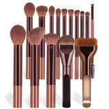 A Set of 15 Makeup Brushes Including Foundation Brush, Highlighter Brush, Blush Brush, Powder Brush, Nose Contour Brush, Eyeshad