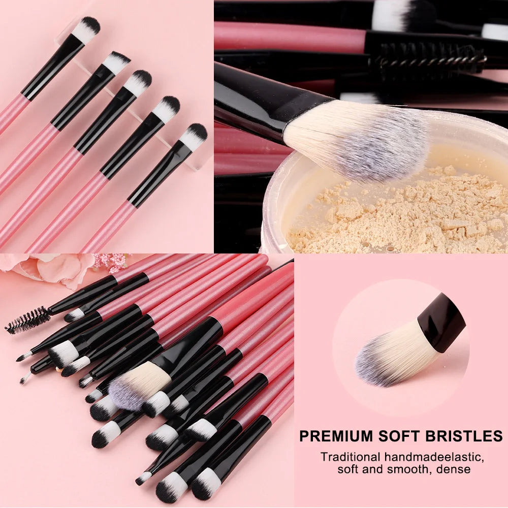 20PCS Eye Shadow Makeup Brush Set Concealer Brush Eye Cosmetic Soft Bristles Eyebrow Eyeliner Brush Portable Beauty Makeup Tools