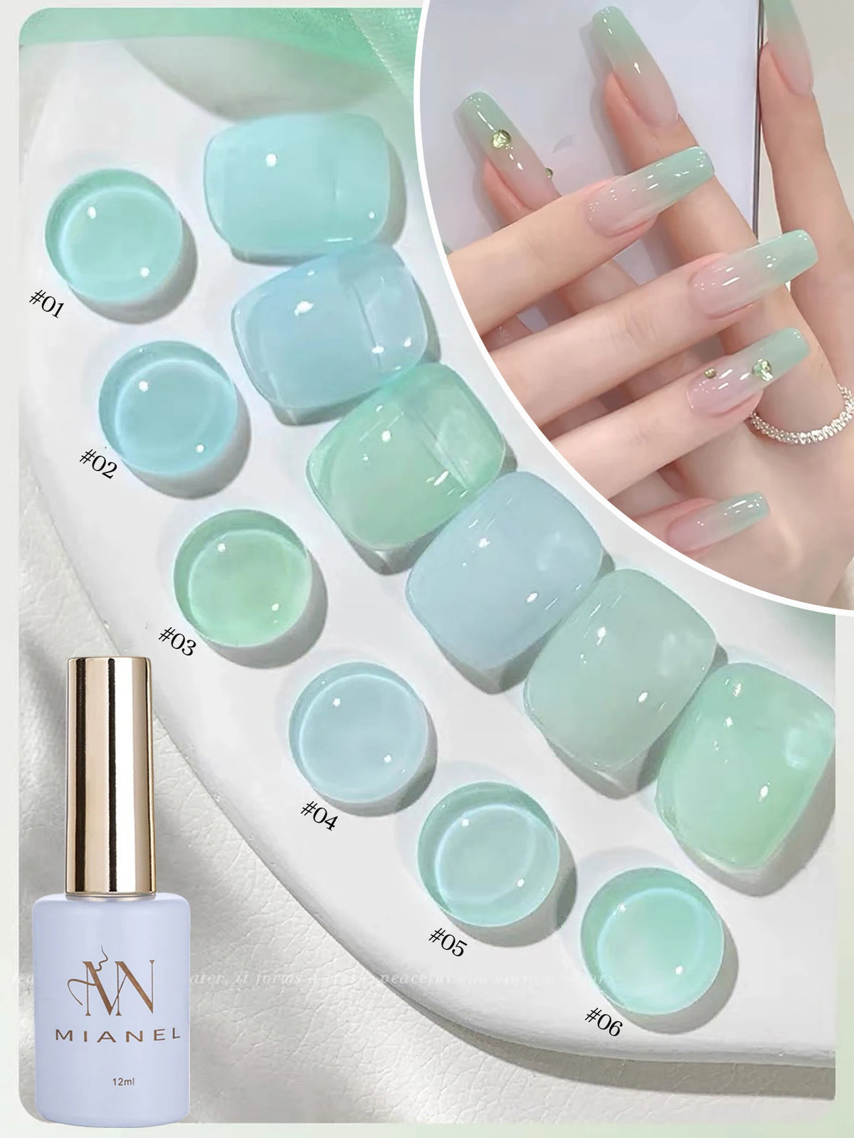 MN 12ML Selling Mint Mambo Gel Nail Polish ilky Green Blue-green Series Gel Polish Blue Nails Green Nail Summer Nail Spring Nail