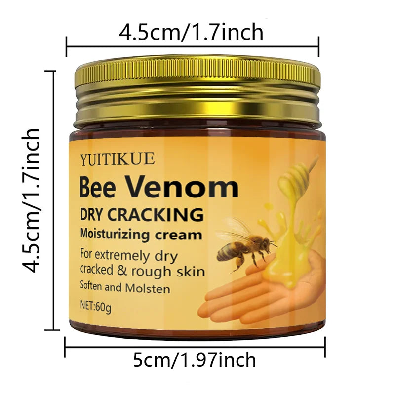 YUITIKUE Bee Venom Moisturizing Cream 60g - For Extremely Dry & Cracked Skin, Repairs Hands, Feet, Elbows & Knees, SPA-like Care