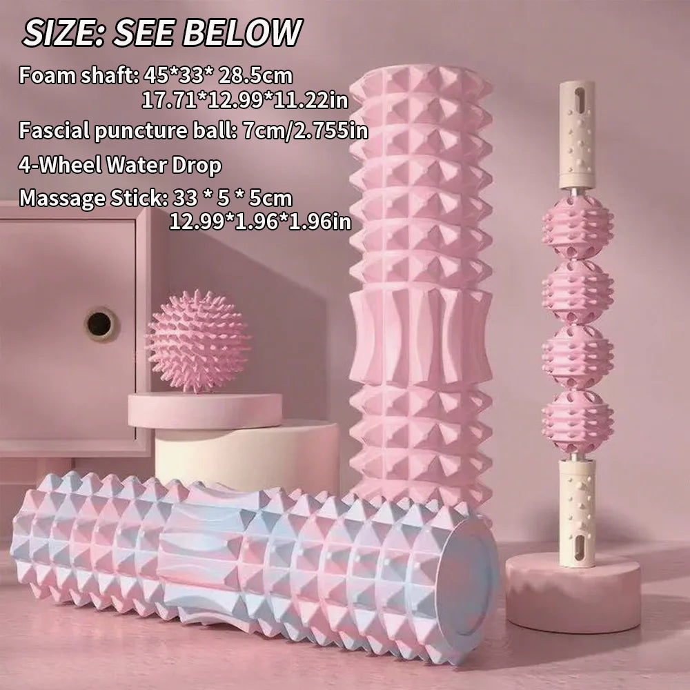 [Three piece massage set] Massage prick ball, massage roller, foam massage roller shaft - a necessary household massage artifact