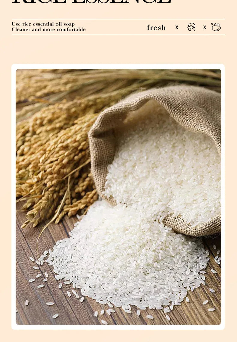 BIOAQUA White Rice Raw Pulp Facial Soap Face Wash Foam Facial Cleanser Moisturizing Whitening Body Bathing Handmade Soap