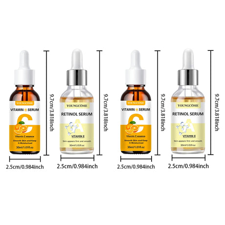 2pcs Vitamin C and retinol fortified serum rich in VC,keep skin hydrated and smooth,smooth fine lines and wrinkles,delicate skin
